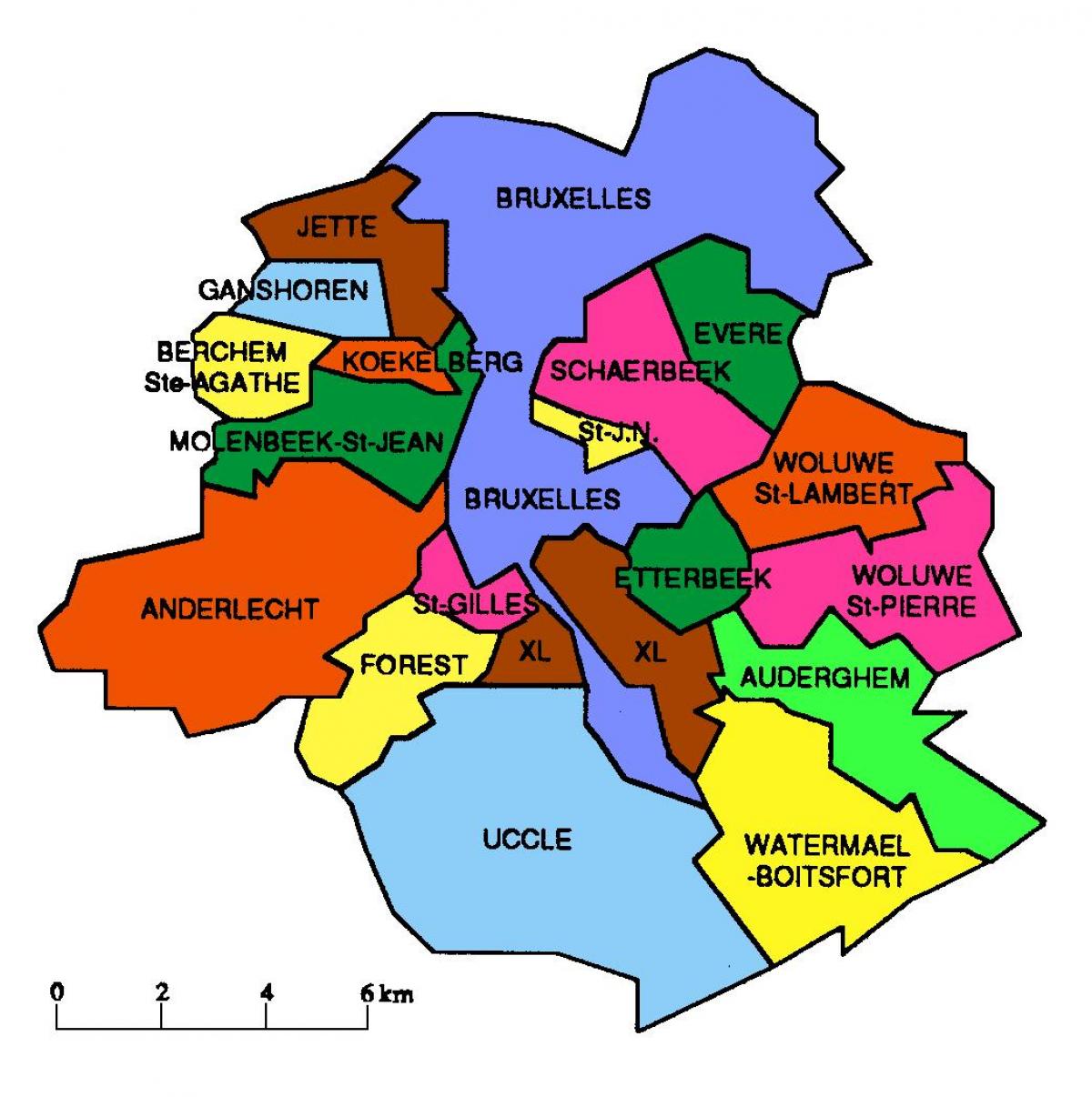 mapa de Bruselas área