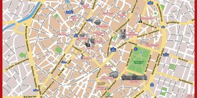 Mapa de Bruselas, bélgica lugares de interés