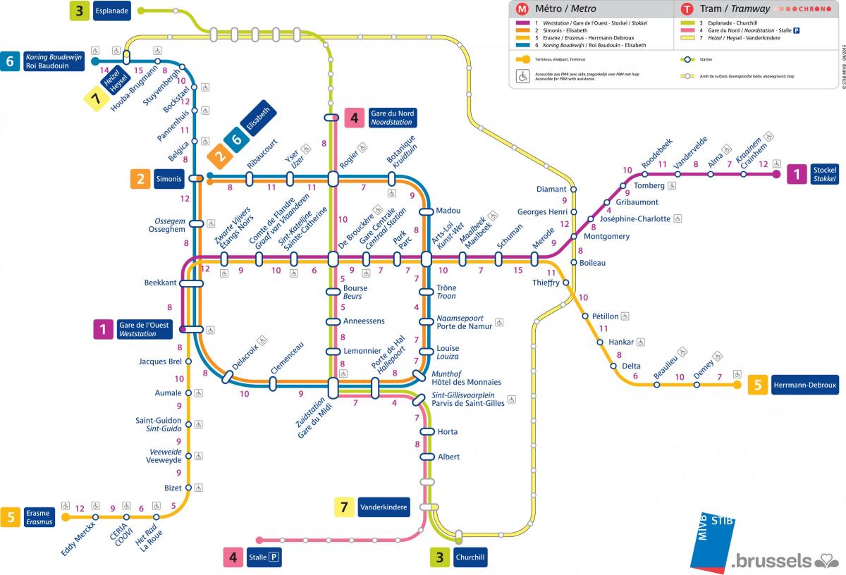 mapa de Bruselas estación de metro