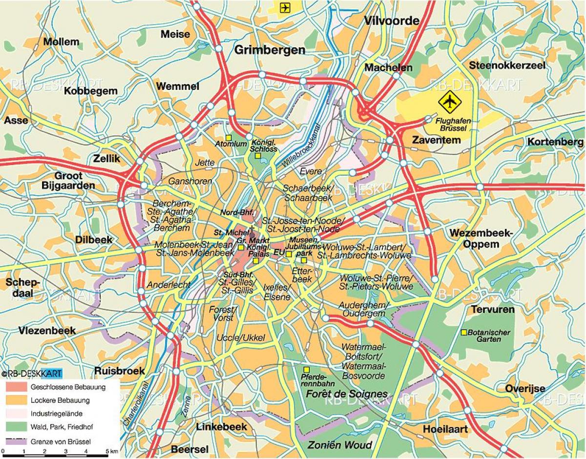 Bruxelles mapa de las autopistas