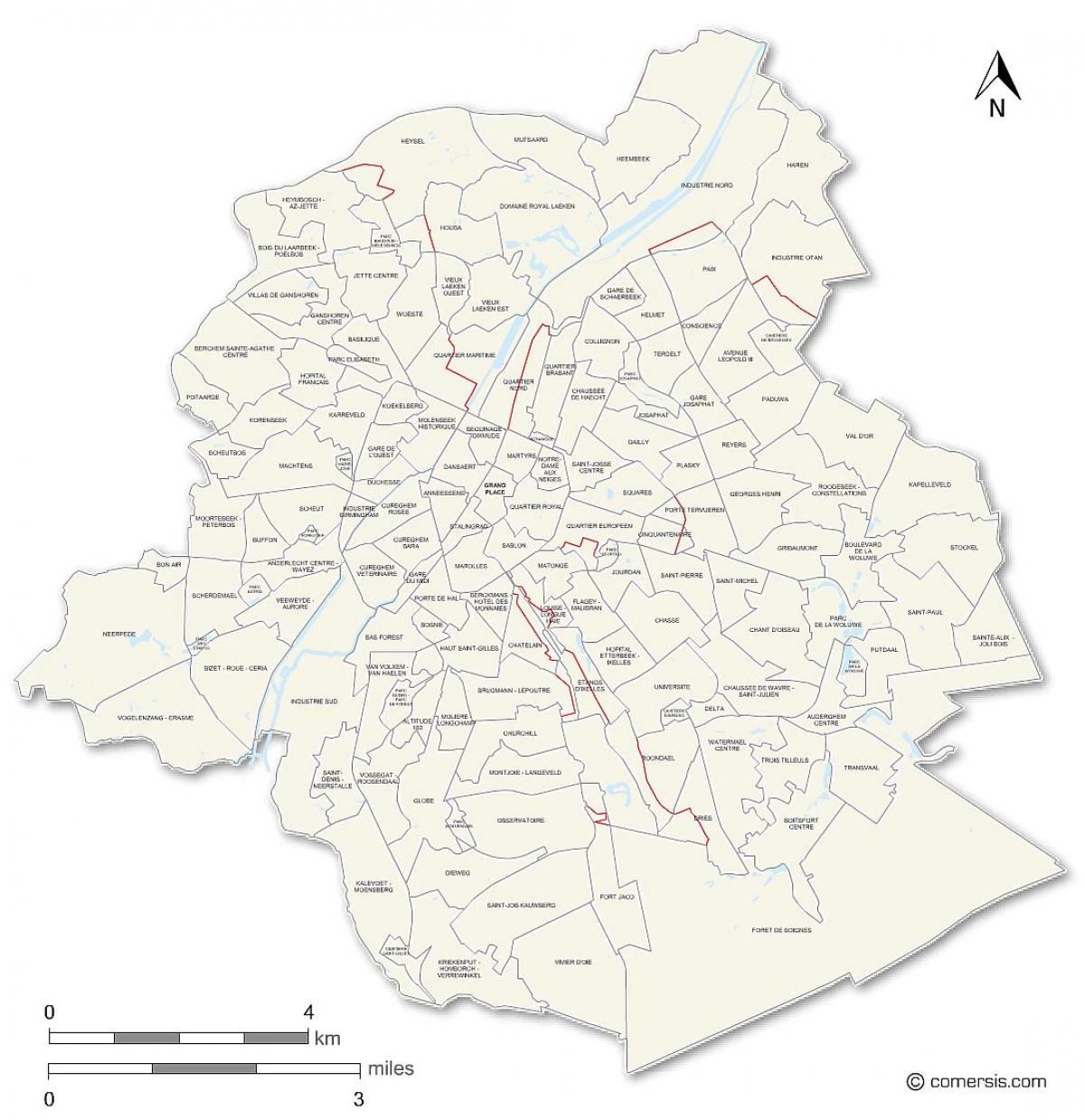 Bruxelles mapa del vecindario