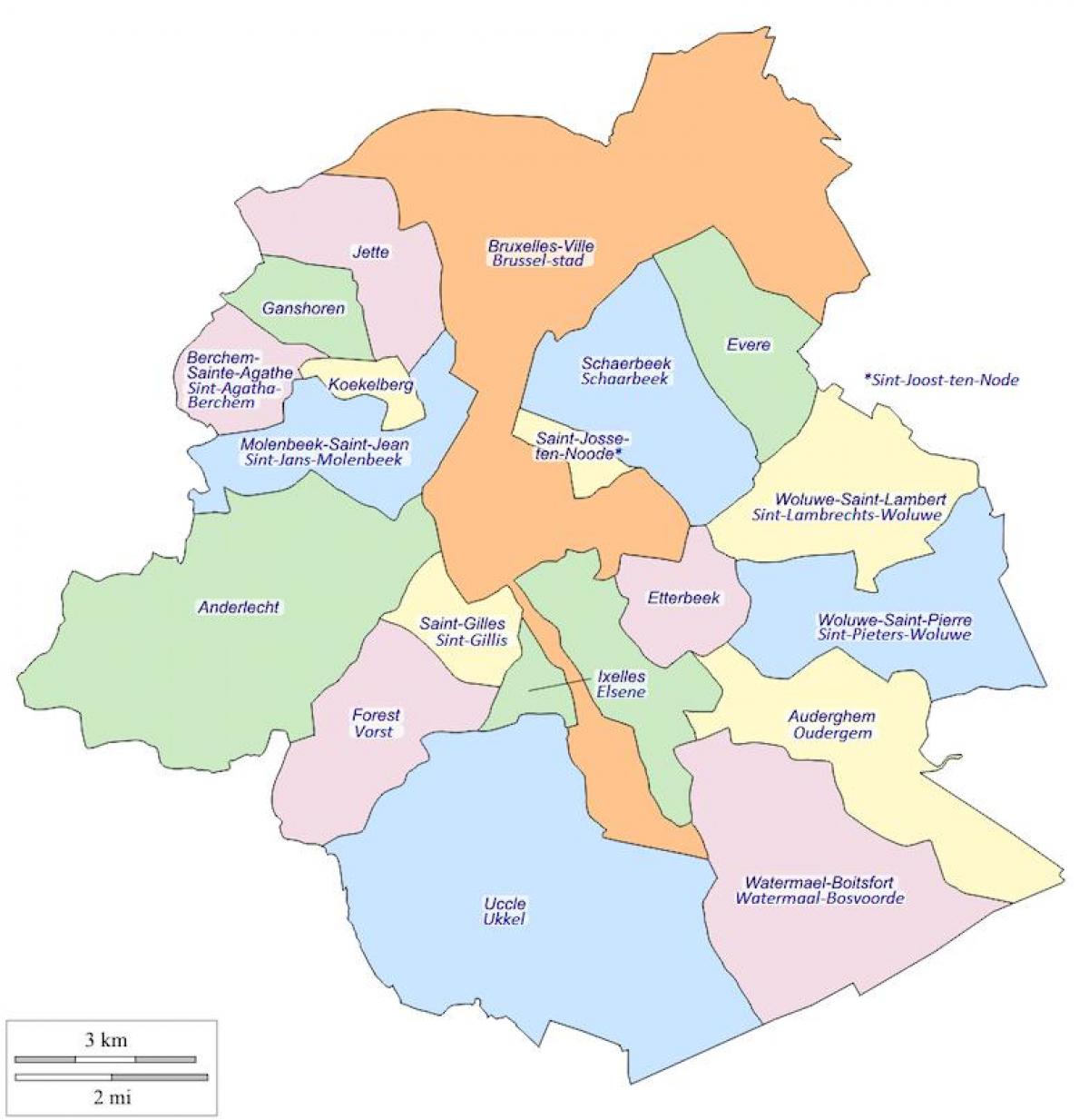 Bruxelles municipios mapa
