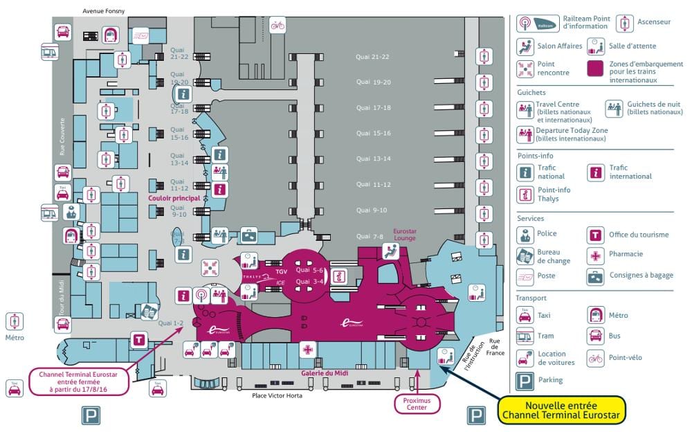 Bruselas estación de tren del sur mapa