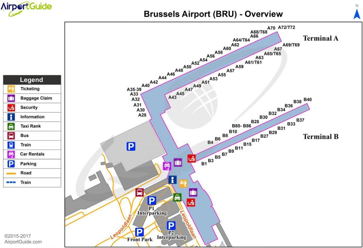 mapa del aeropuerto de Bruselas puerta