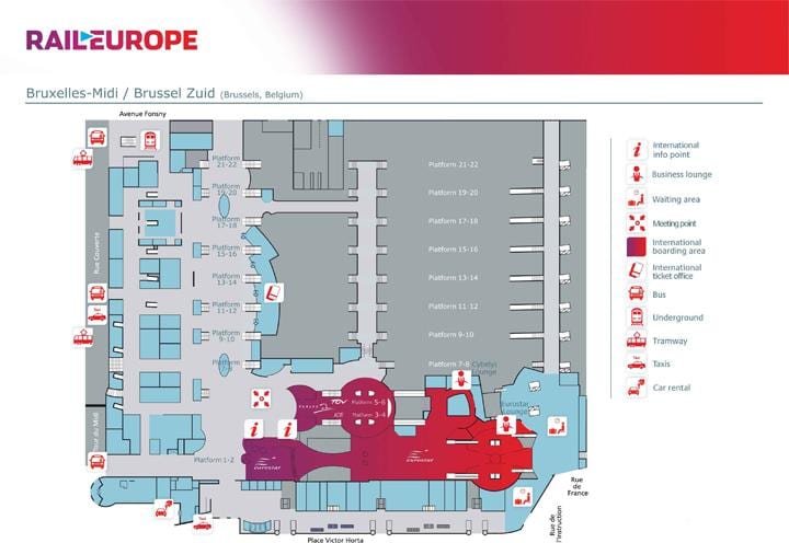mapa de la estación central de Bruselas