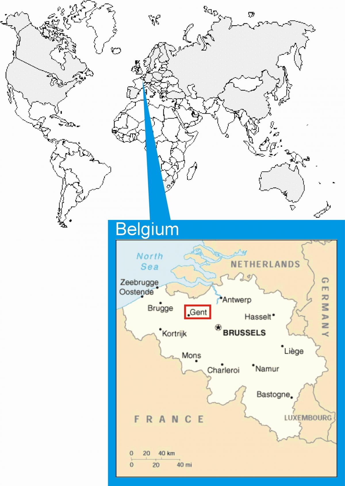 Bruselas mapa en el mundo
