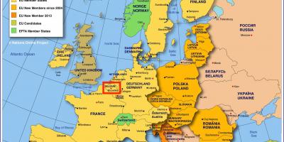 Mapa de europa, mostrando Bruselas