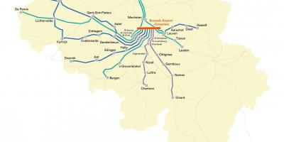 Bruselas mapa de trenes del aeropuerto